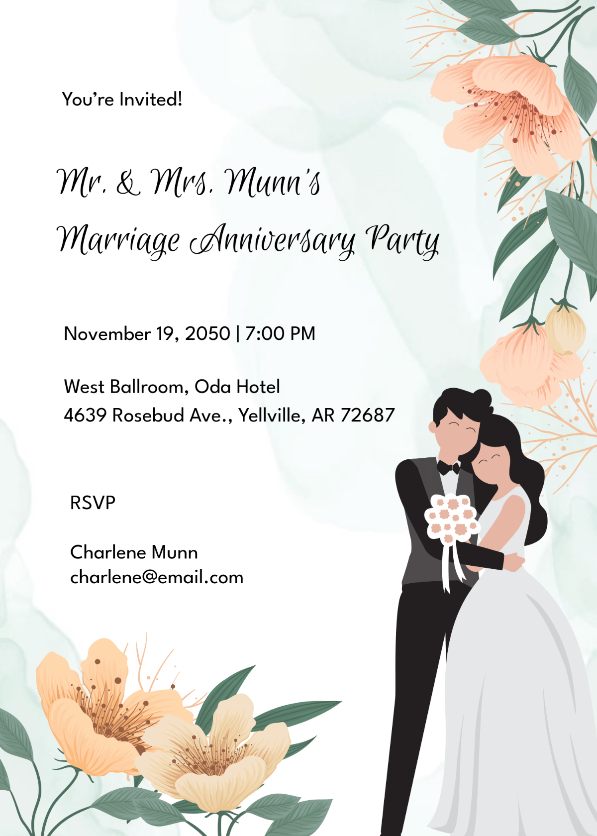 Free Mr and Mrs Marriage Invitation Template to Edit Online