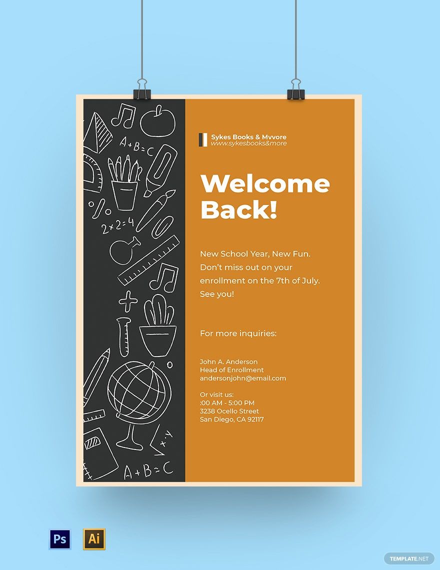Back To School Enrollment Poster Template