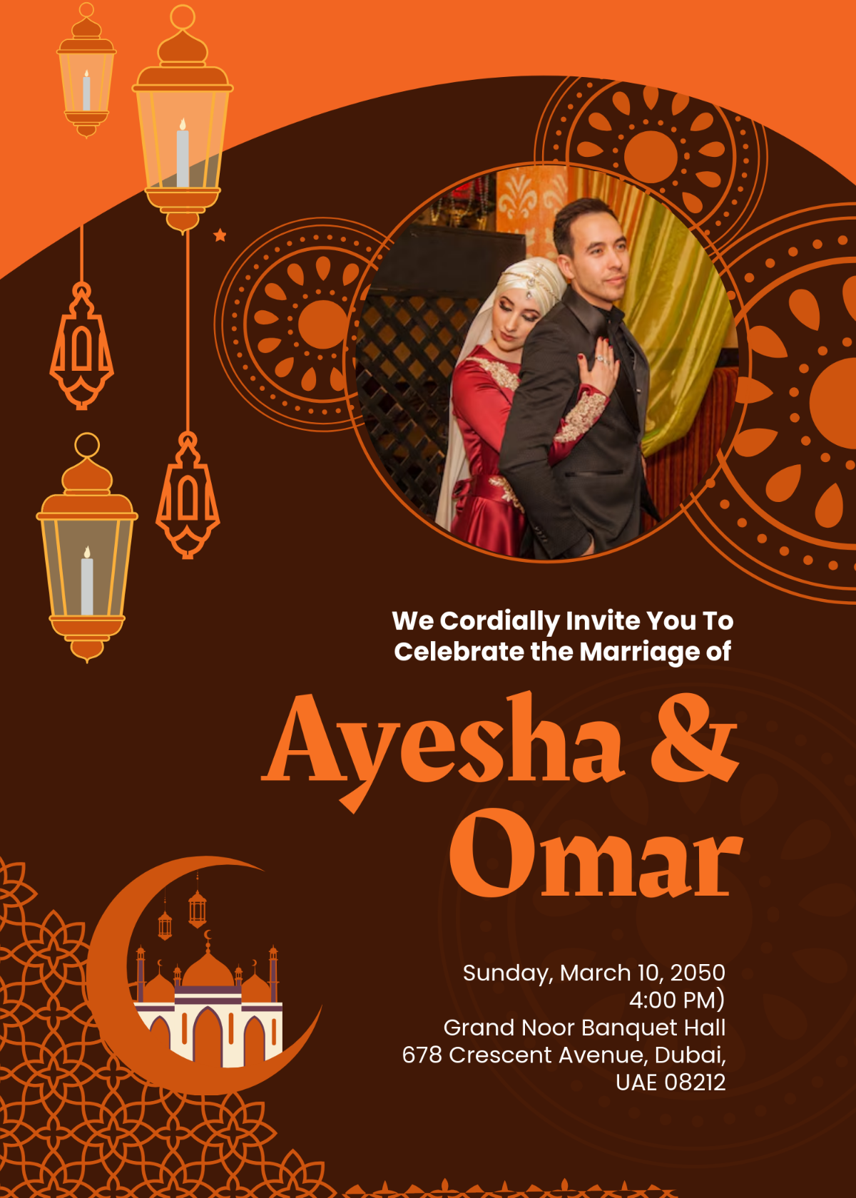 Muslim Marriage Invitation Template - Edit Online & Download