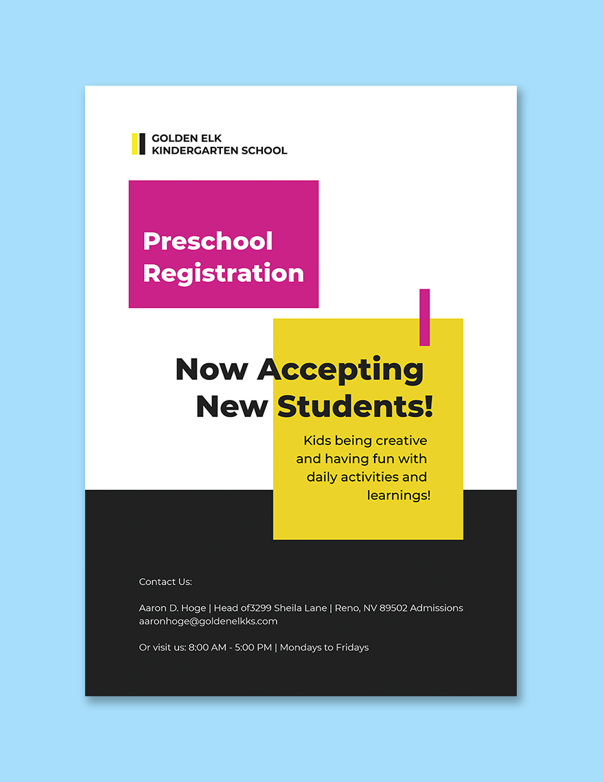 Preschool Registration Poster Template