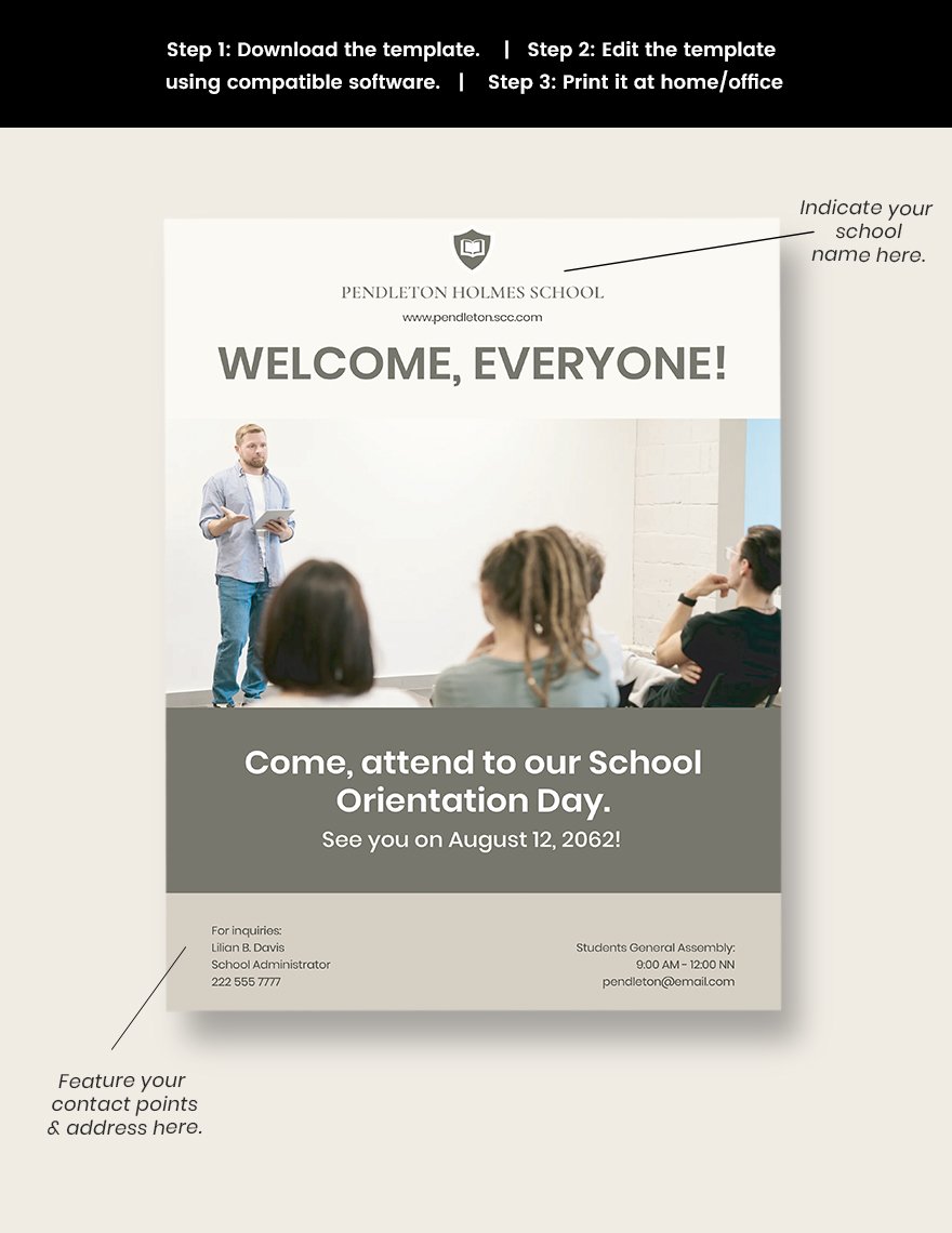 School Orientation Day Poster Template sample