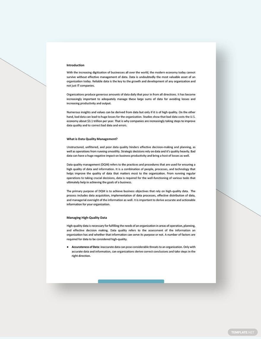 Data Quality Management White Paper Template in Word, Google Docs