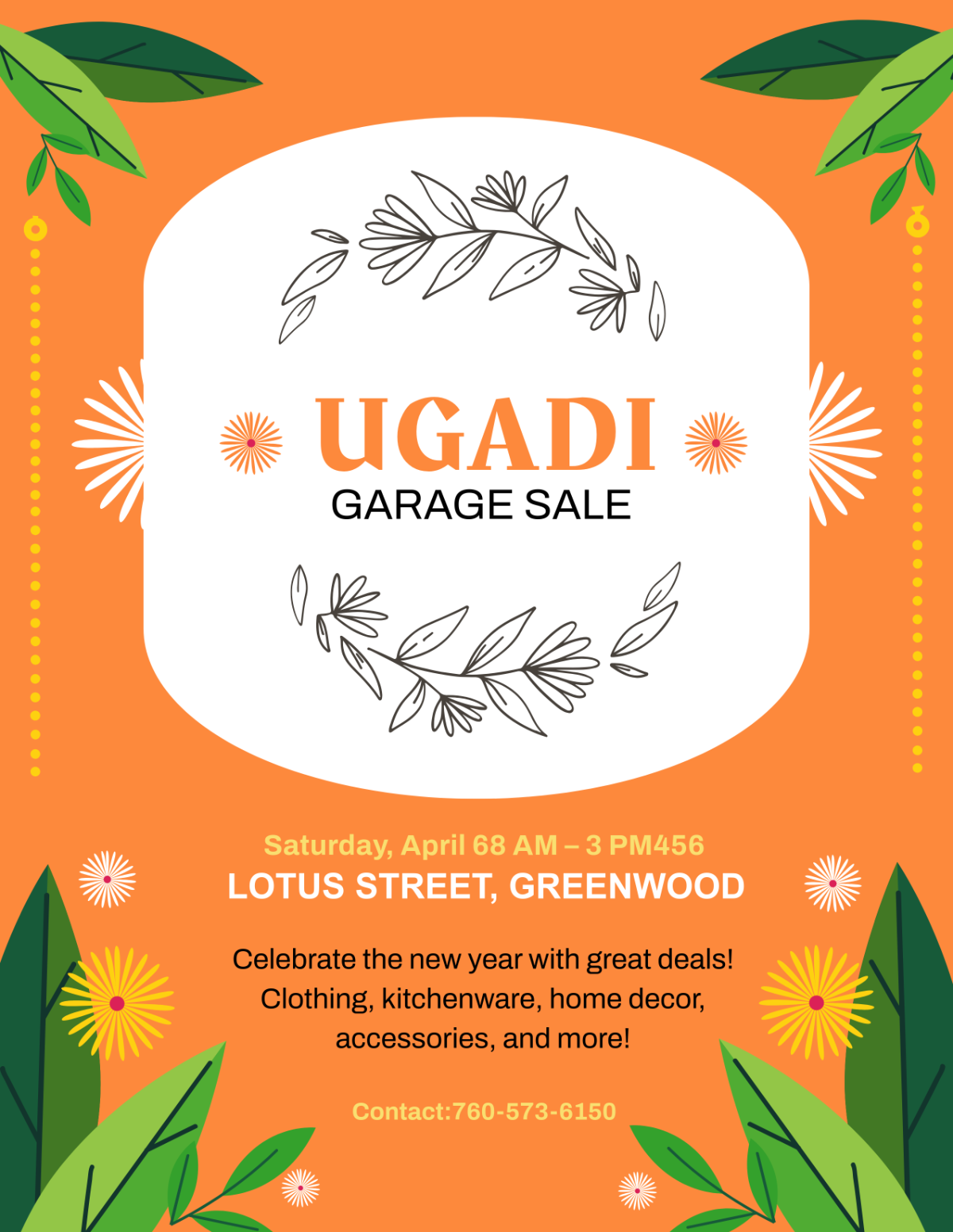 Ugadi Garage Sale Flyer Template - Edit Online & Download