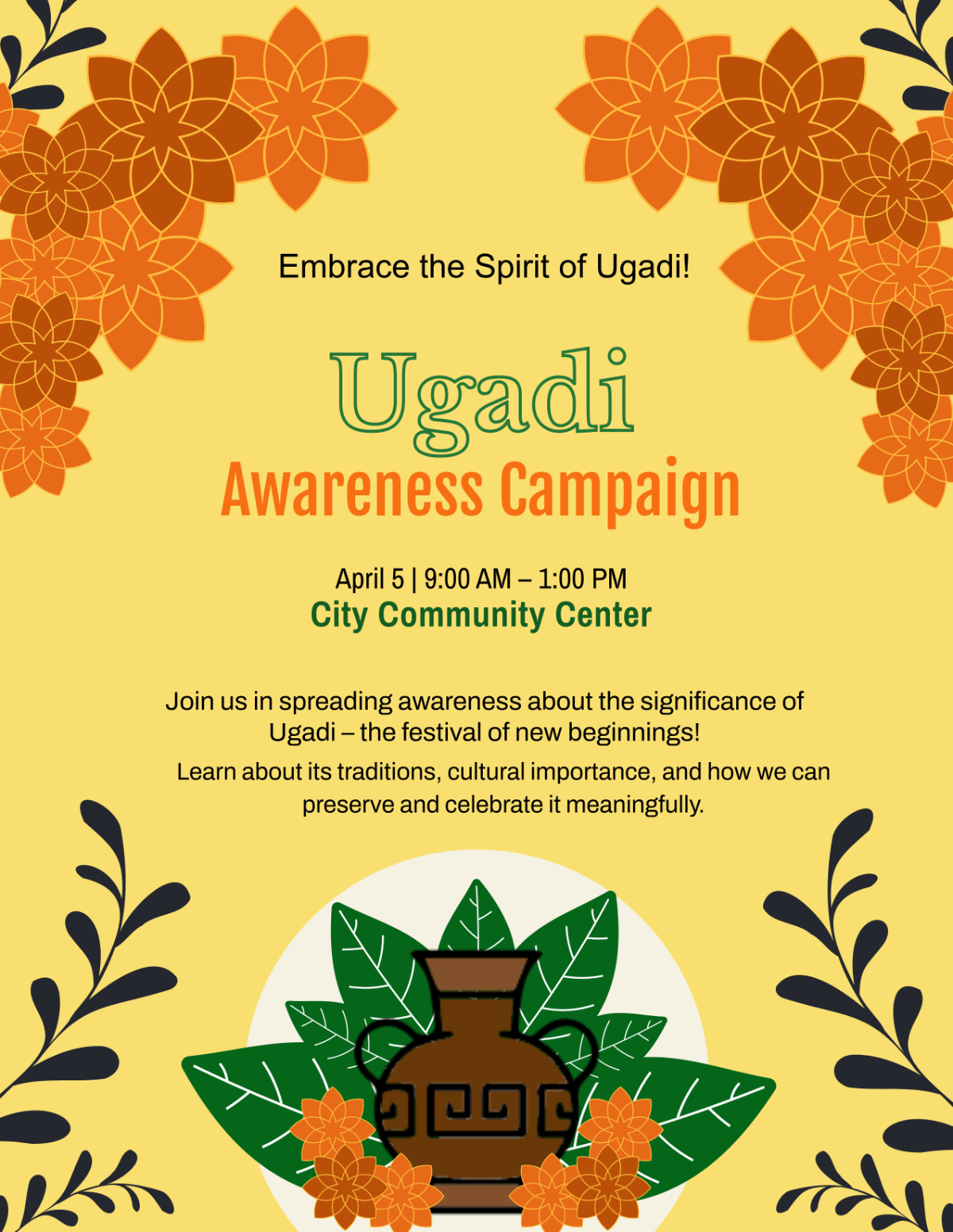 Ugadi Campaign Flyer Template - Edit Online & Download