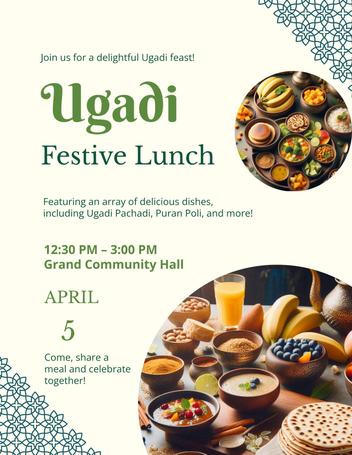 Ugadi Festive Lunch Flyer Template - Edit Online & Download