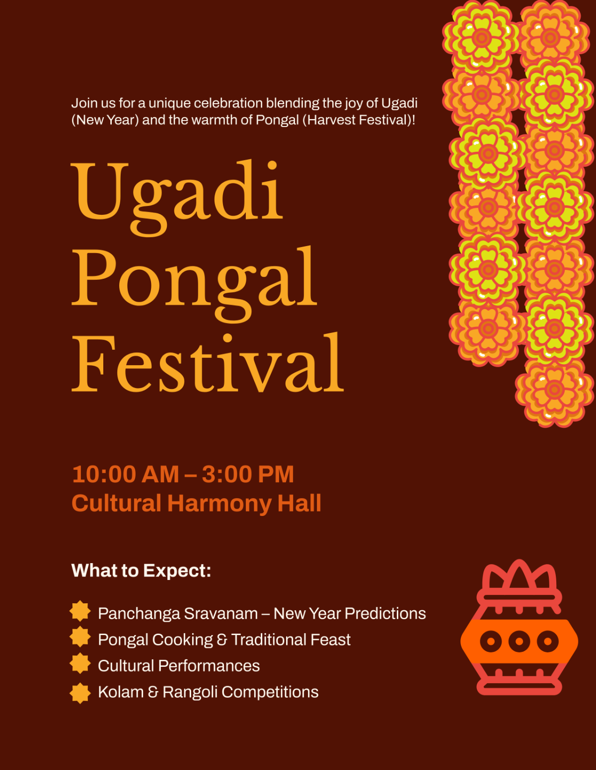 Creative Ugadi Pongal Flyer Template - Edit Online & Download
