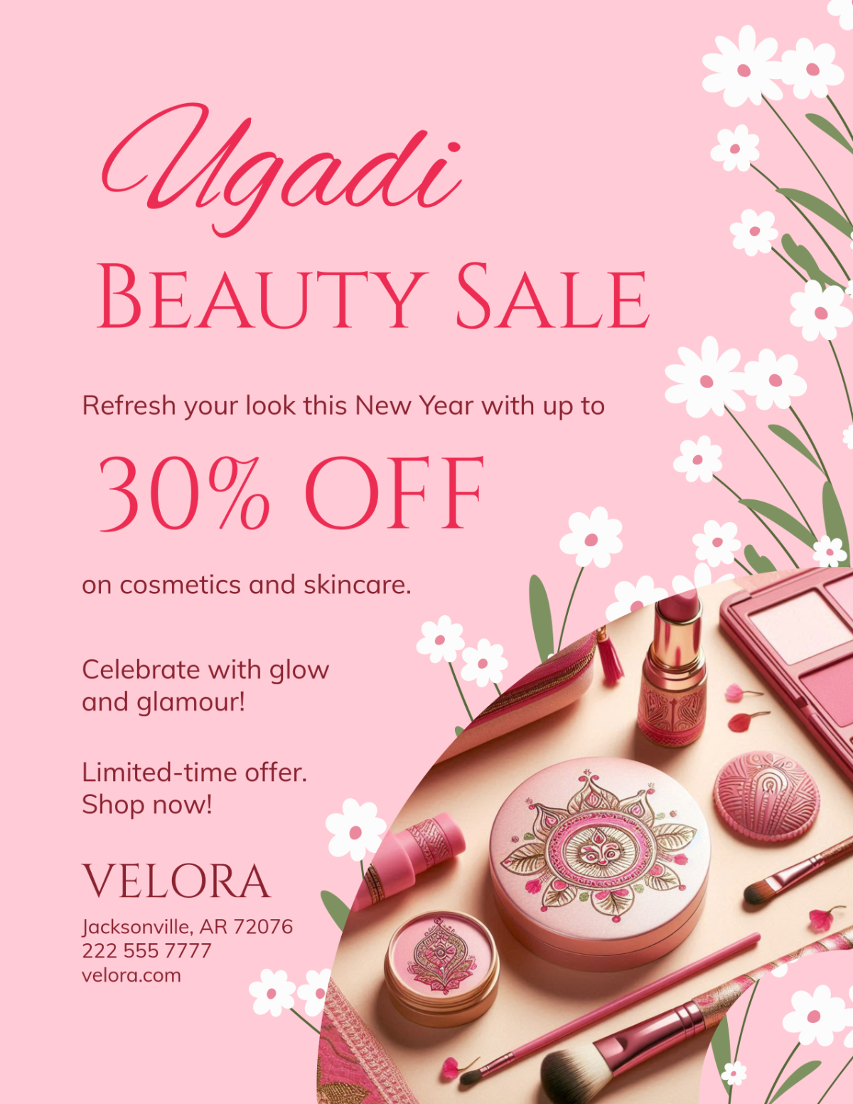 Pink Ugadi Sale Flyer Template - Edit Online & Download