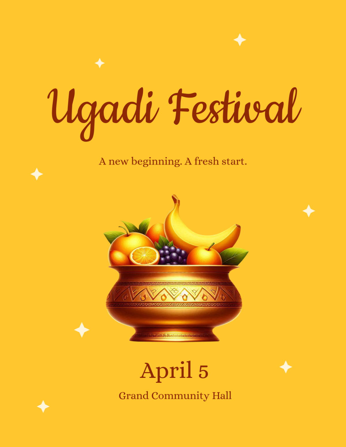 Minimalist Ugadi Flyer Template - Edit Online & Download