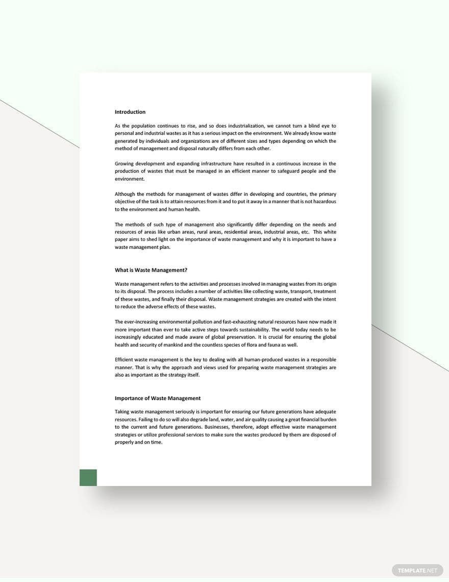 Waste Management White Paper Template