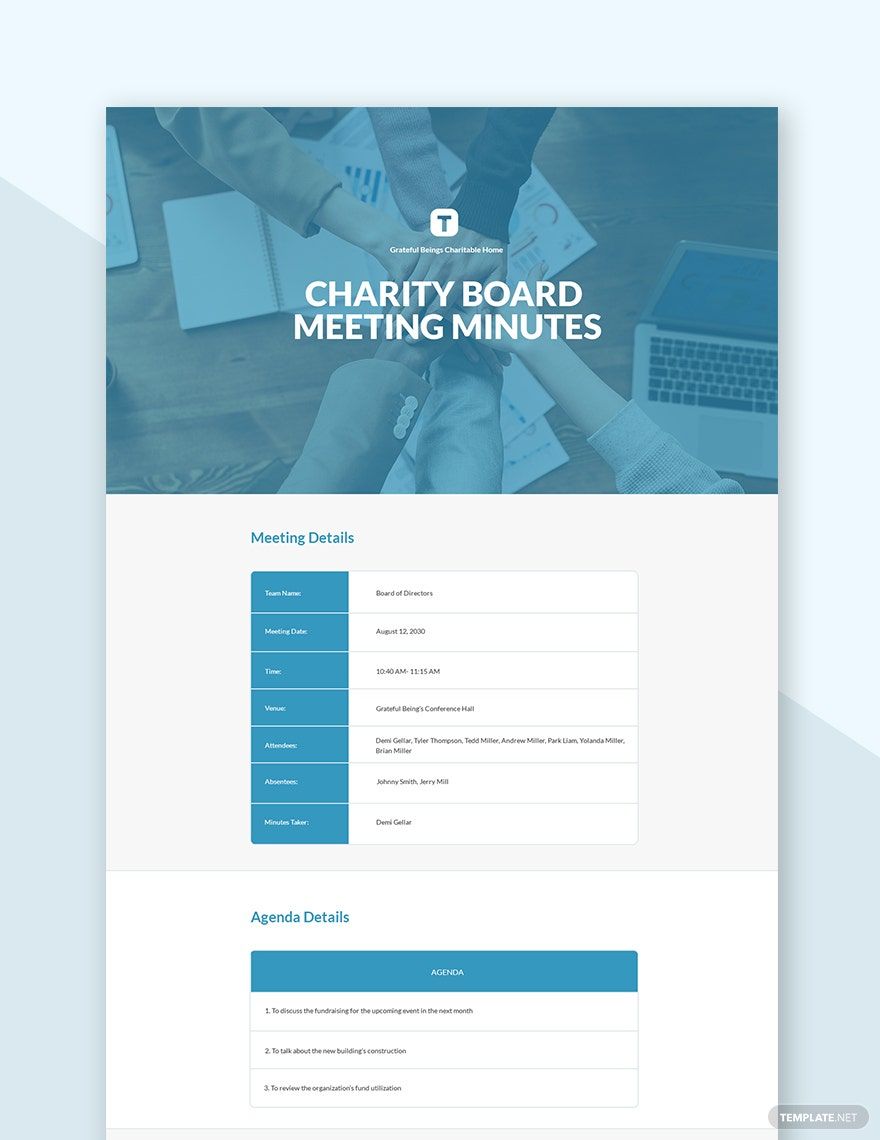 Charity Board Meeting Minutes Template