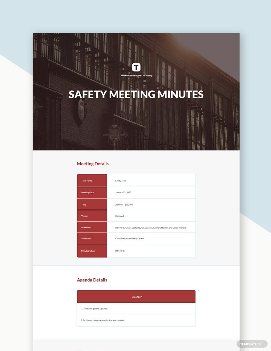 University Safety Committee Meeting Minutes Template