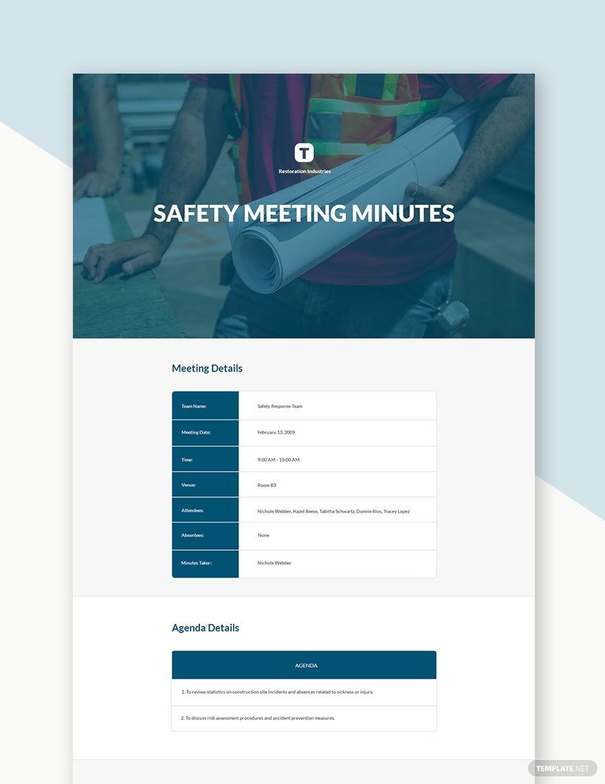 Facilities & Construction Safety Committee Meeting Minutes Template
