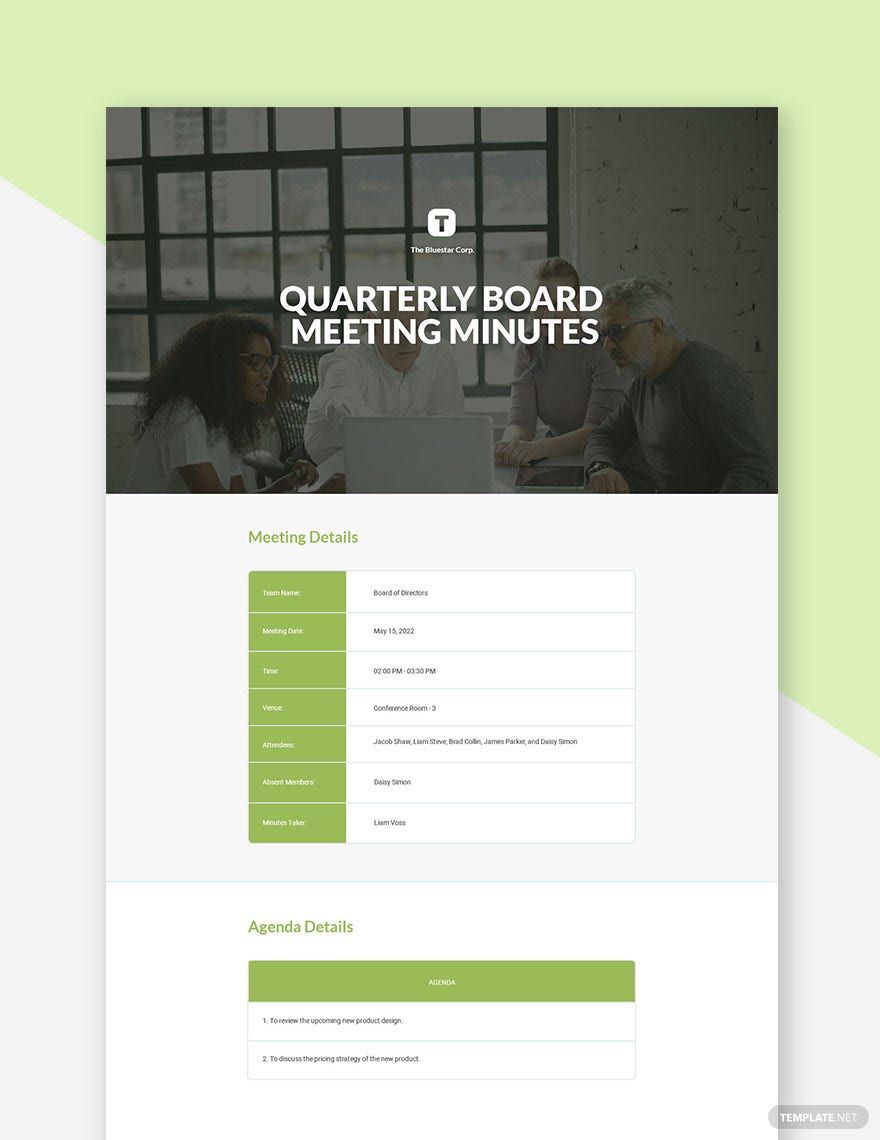 Quarterly Board Meeting Minutes Template