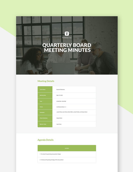 Quarterly Board Meeting Minutes Template [Free PDF] - Word | Apple ...