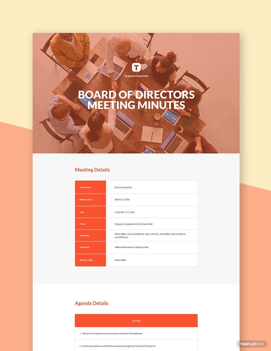 Free Basic Board of Directors Meeting Minutes Template