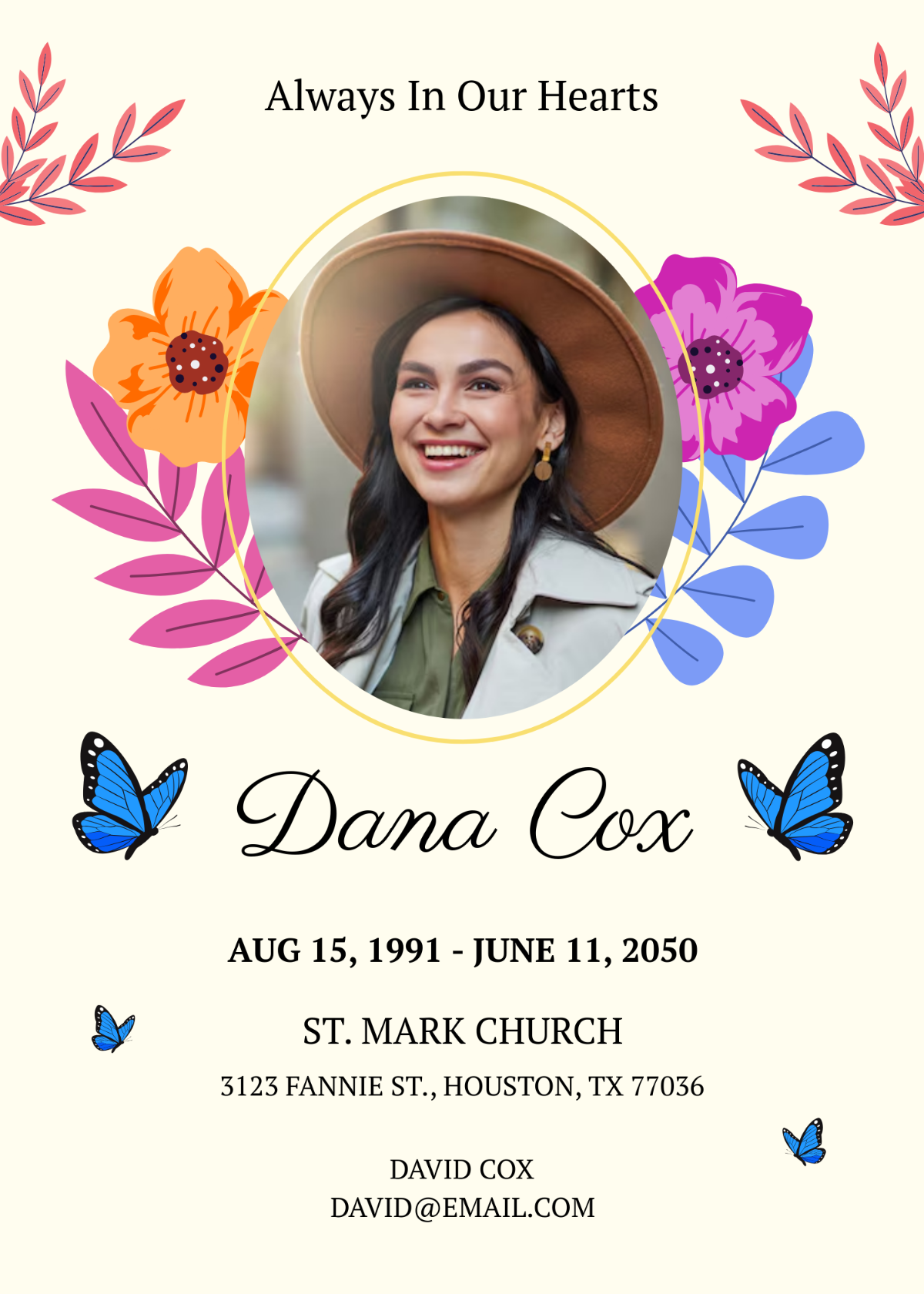 Colorful Obituary Program Invitation Template - Edit Online & Download
