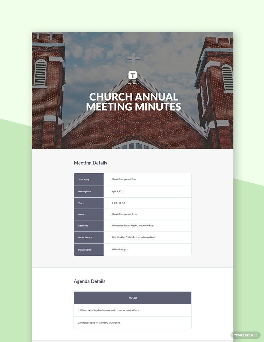 Church Annual Meeting Minutes Template