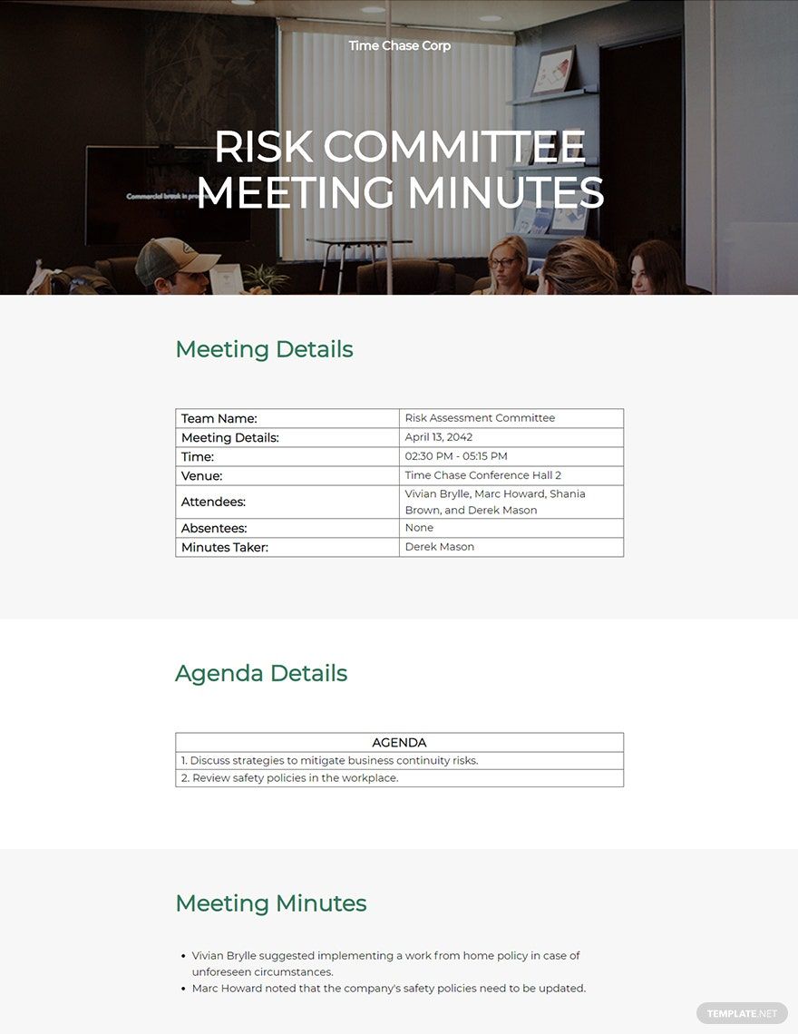 Risk committee meeting minutes template