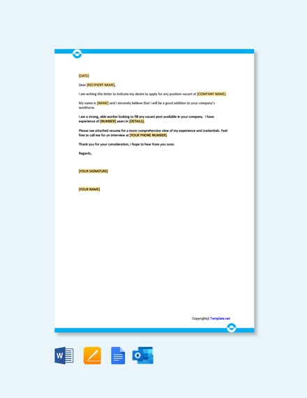 FREE Application Letter Template For Any Position - Word ...