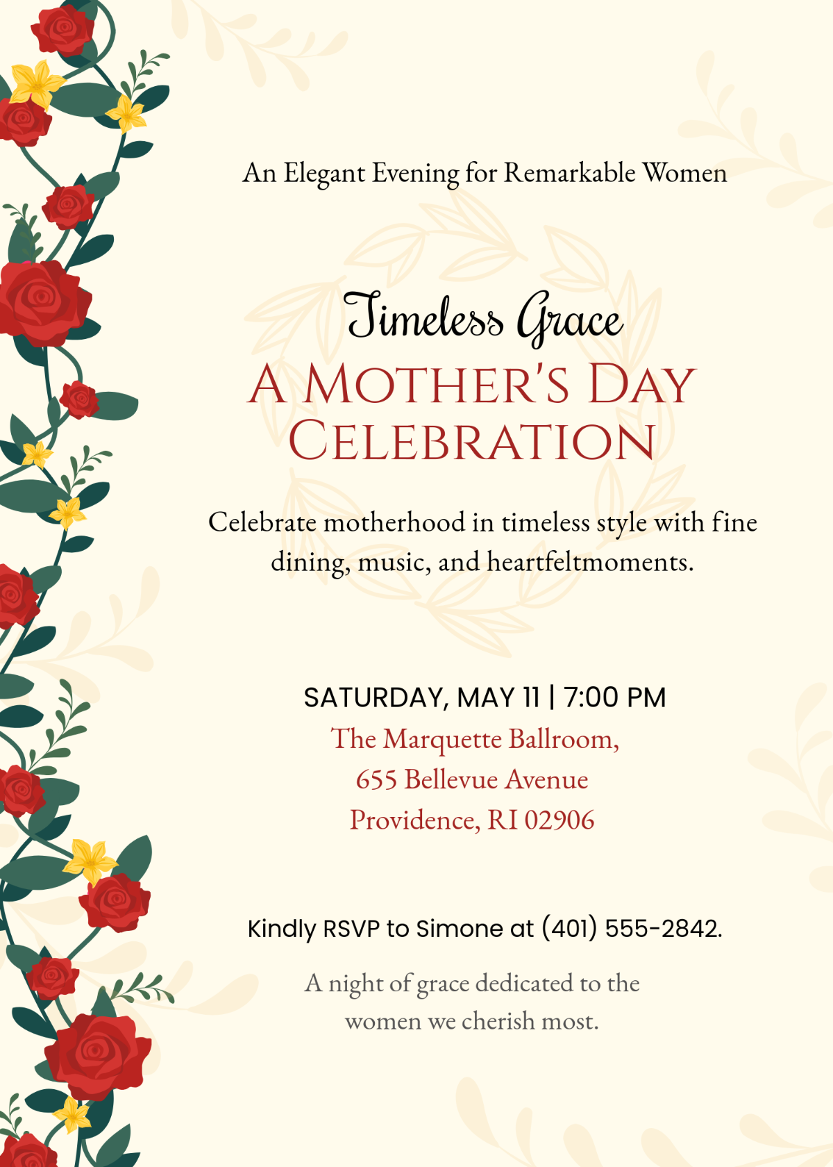 Free Classy Mother’s Day Invitation Design Template