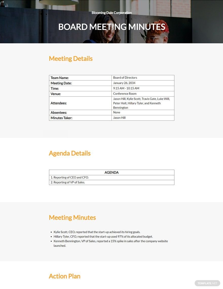 Startup Company Meeting Minutes Template in Word, Google Docs, Apple Pages
