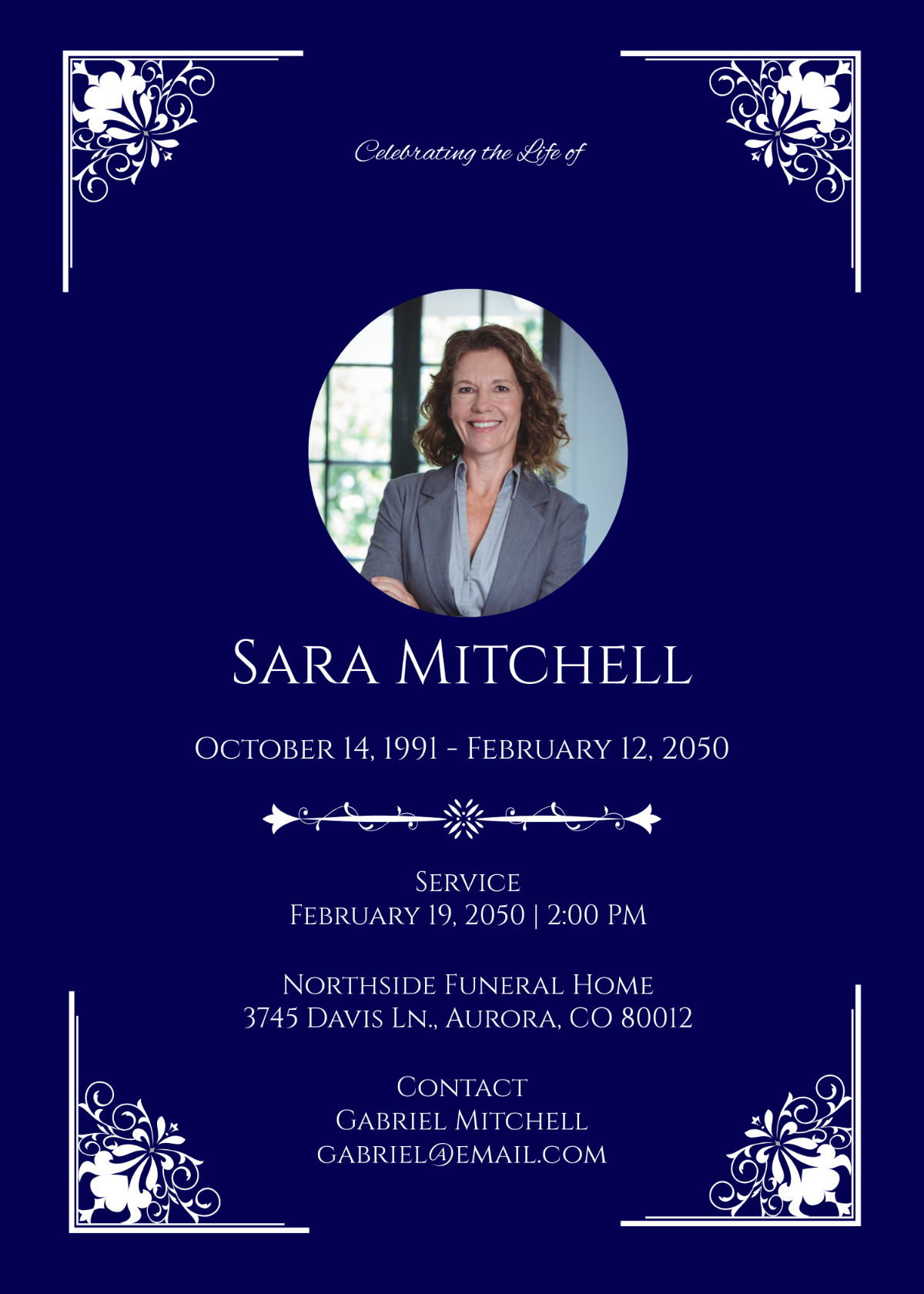 Celebration of Life Obituary Invitation Template - Edit Online & Download
