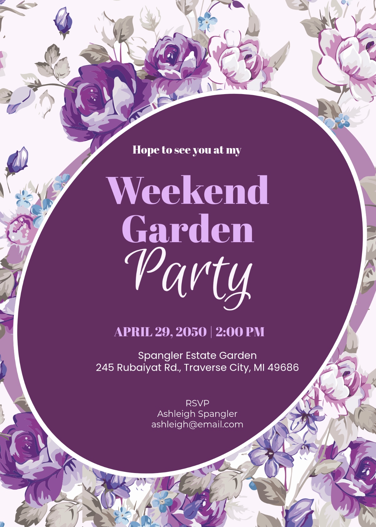 Free Floral Purple Invitation Template