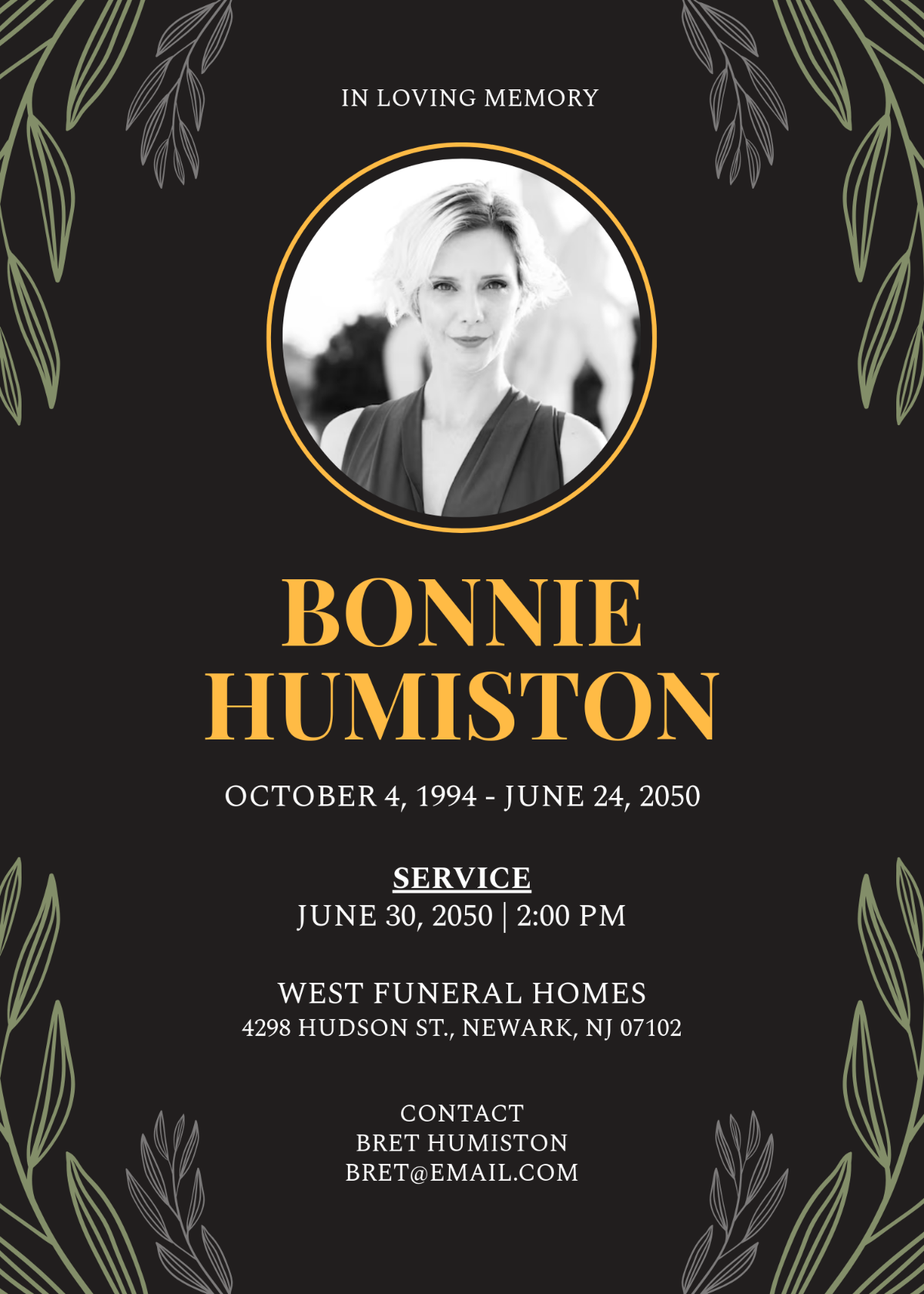 In Loving Memory Obituary Invitation Template - Edit Online & Download
