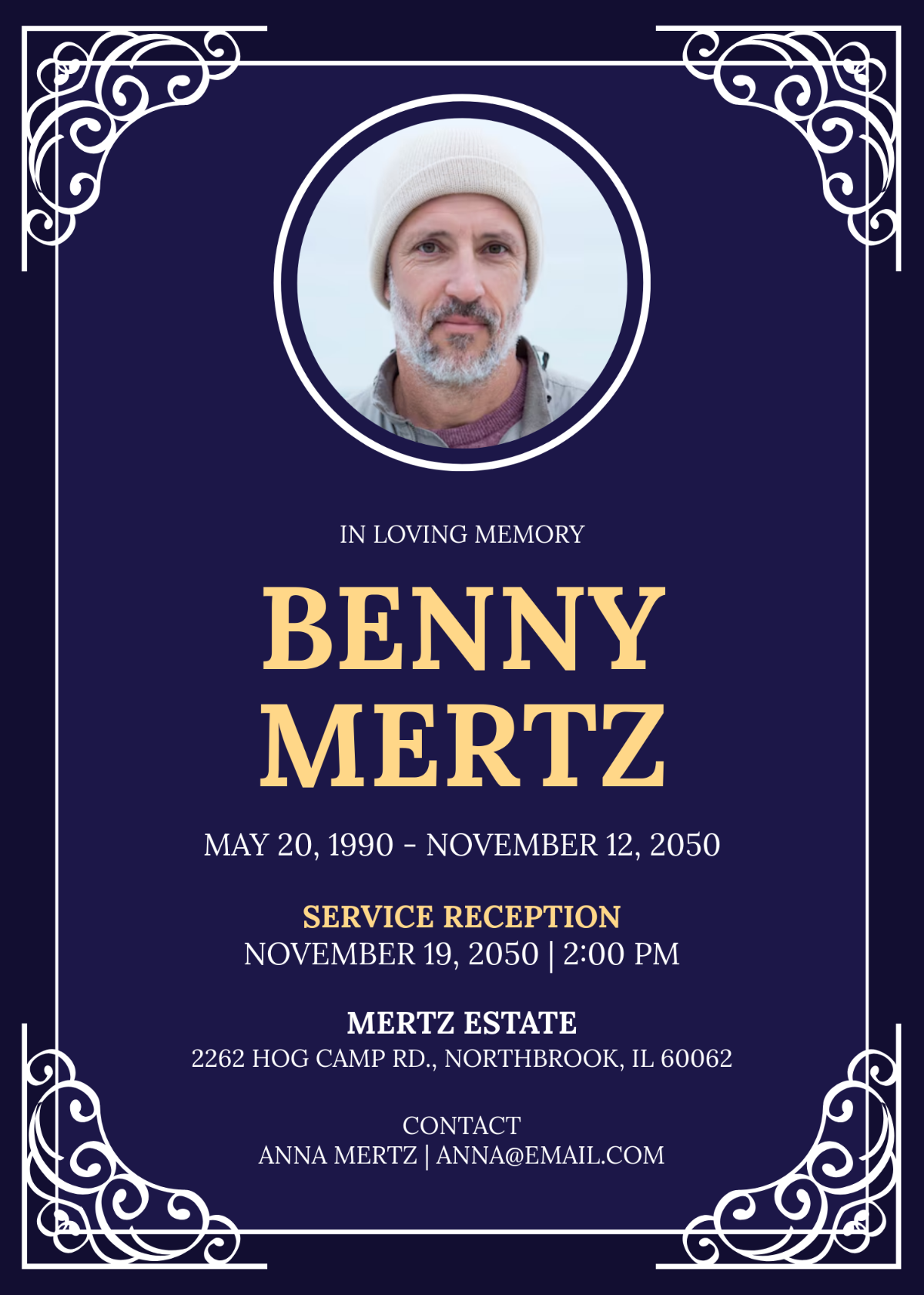 Professional Obituary Reception Invitation Template - Edit Online & Download