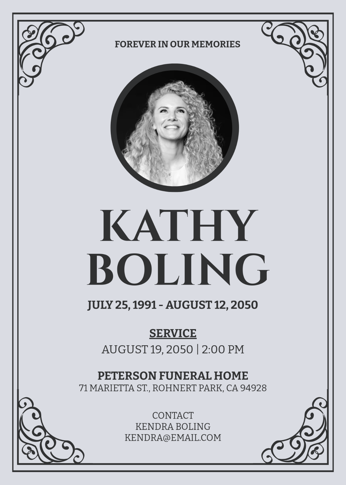 Obituary Announcement Invitation Template - Edit Online & Download
