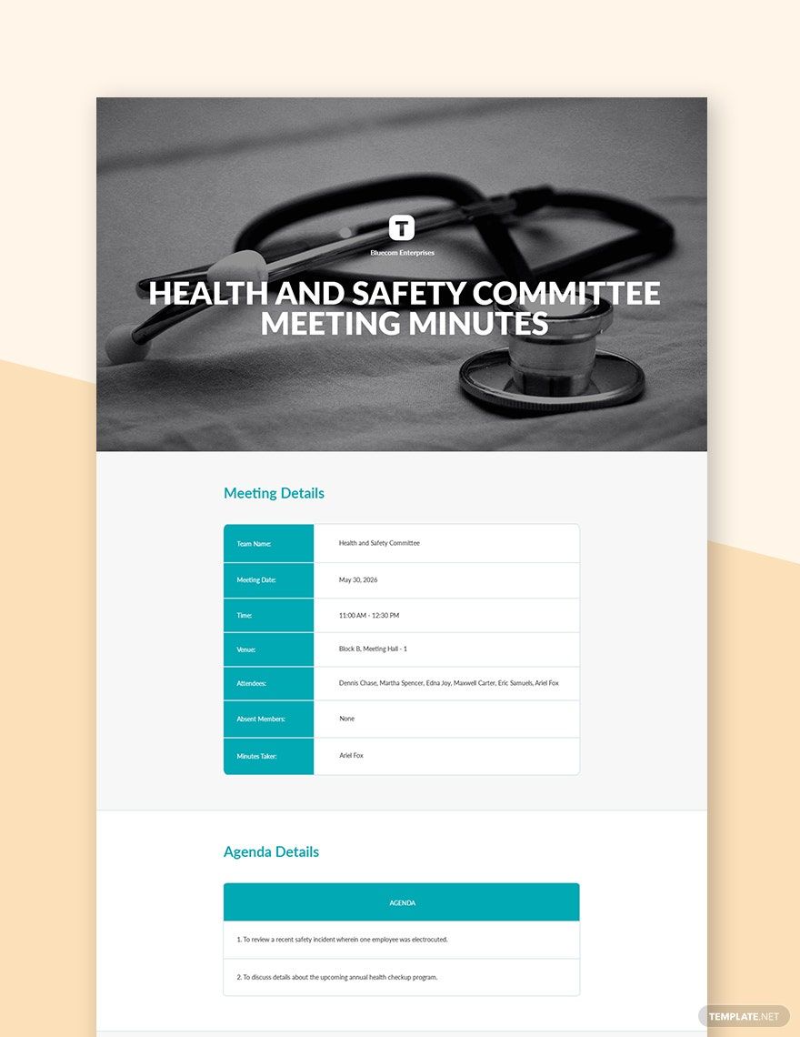 Health and Safety Committee Meeting Minutes Template