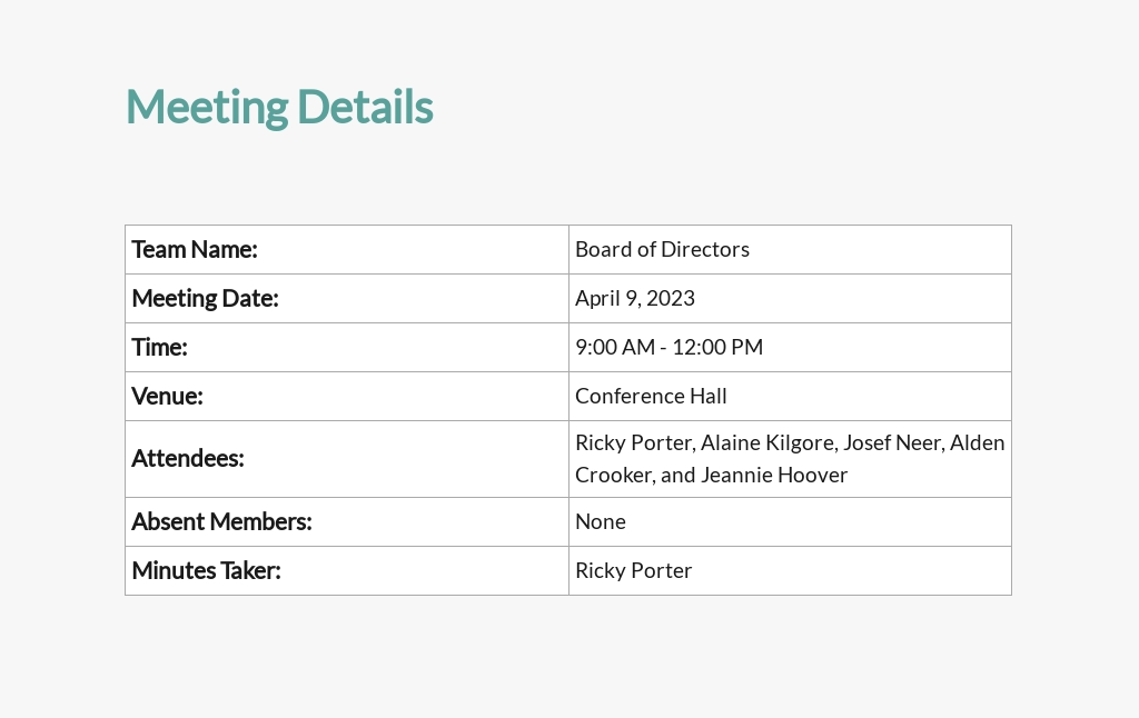 Sole Shareholder Meeting Minutes Template Google Docs, Word, Apple