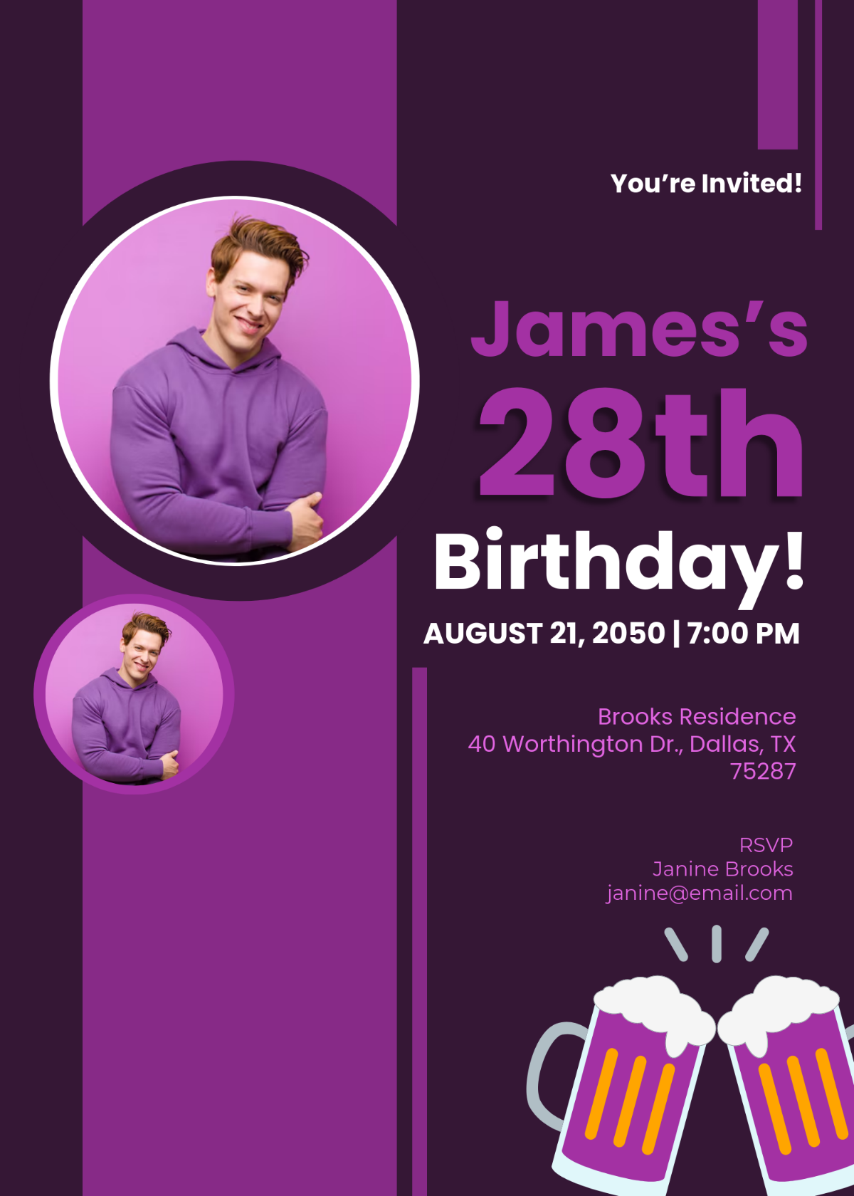 Free Minimalist Purple Invitation Template