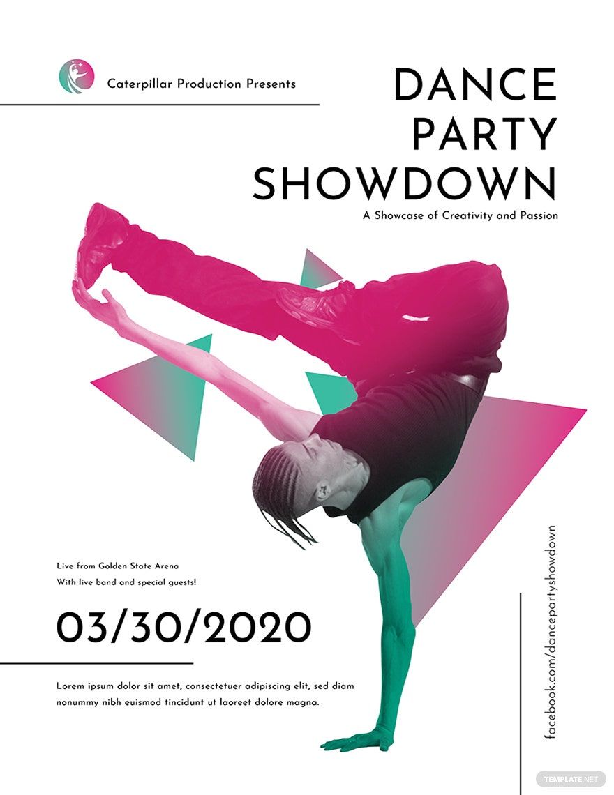 Dance Party Poster Template in Illustrator, PSD, Apple Pages