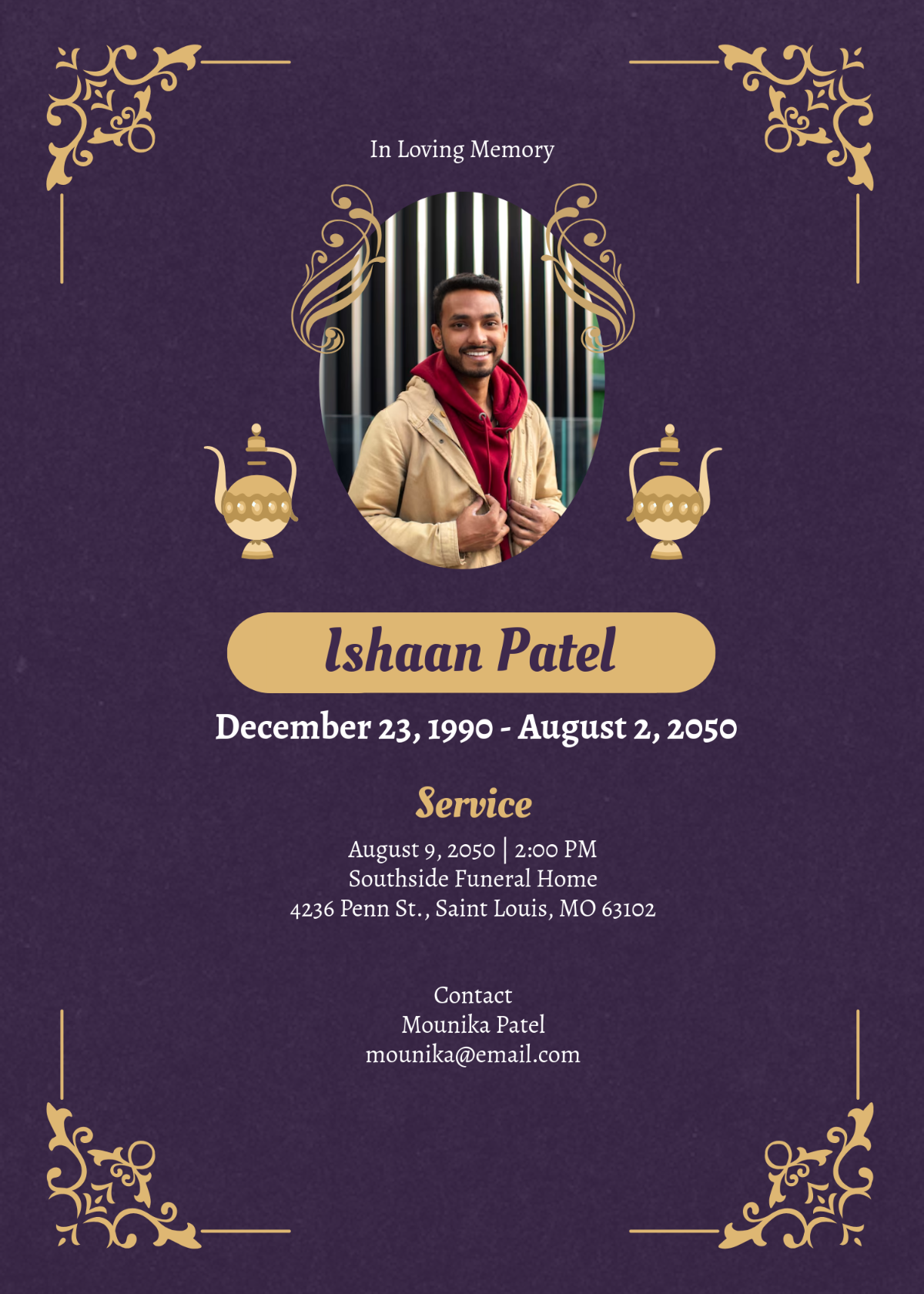 Hindu Obituary Invitation Template - Edit Online & Download