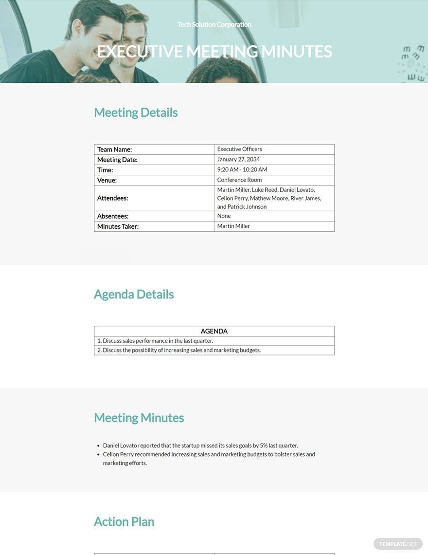 Startup Business Meeting Minutes Template