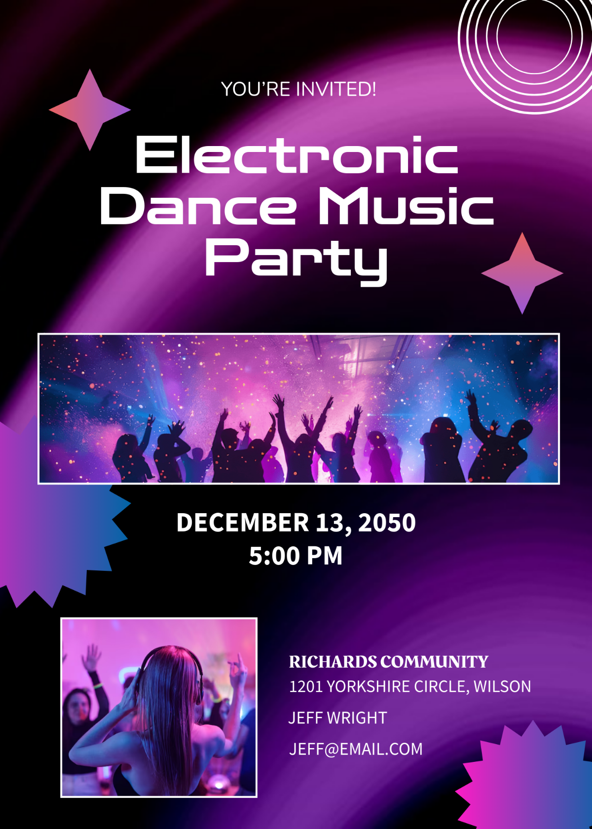 Free Electronic Purple Invitation Template