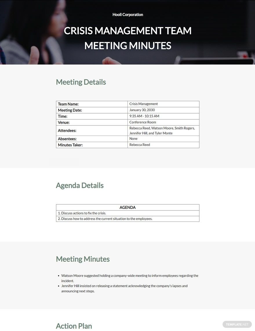 Crisis Management Team Meeting Minutes Template