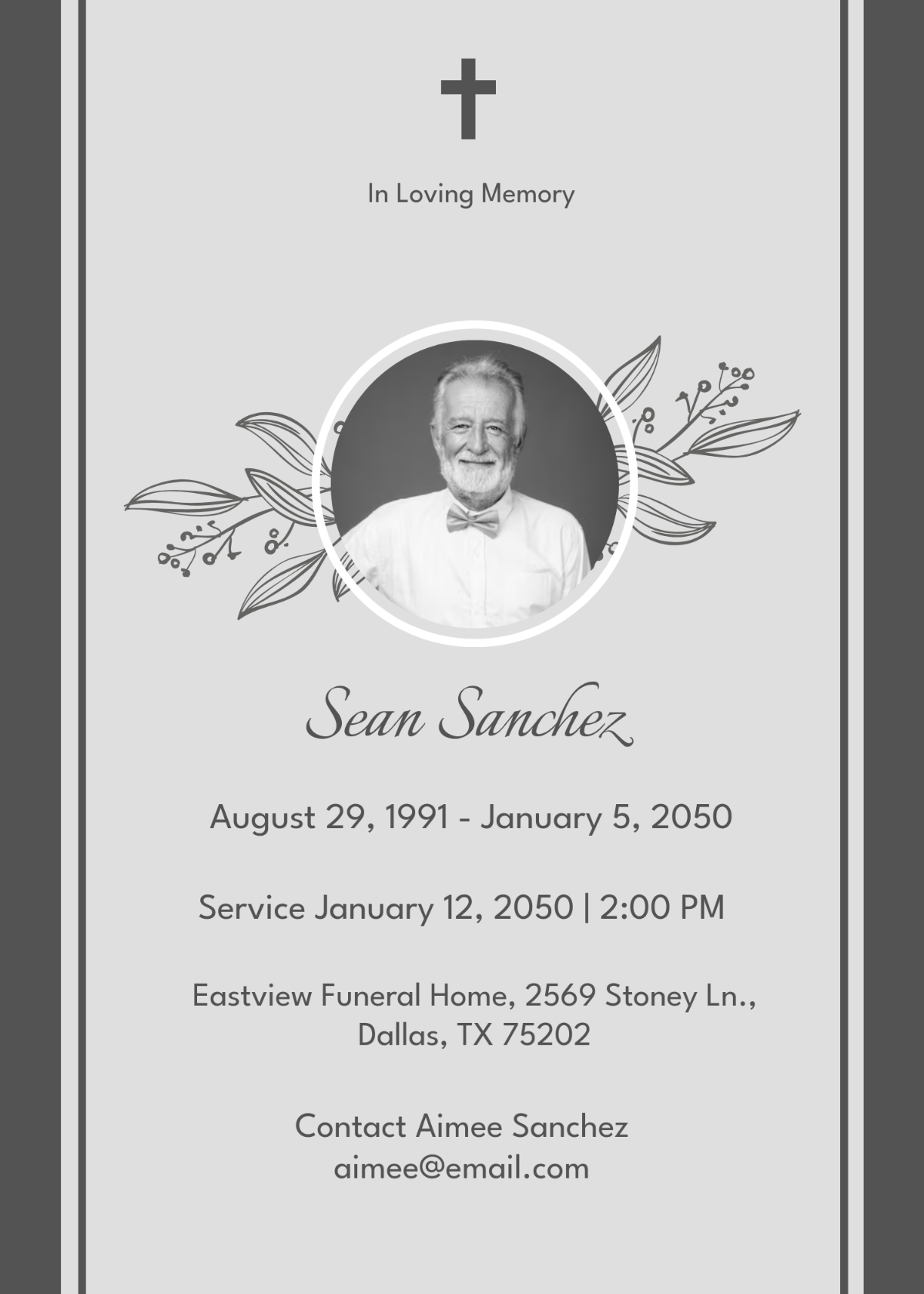 Minimalist Obituary Invitation Template - Edit Online & Download