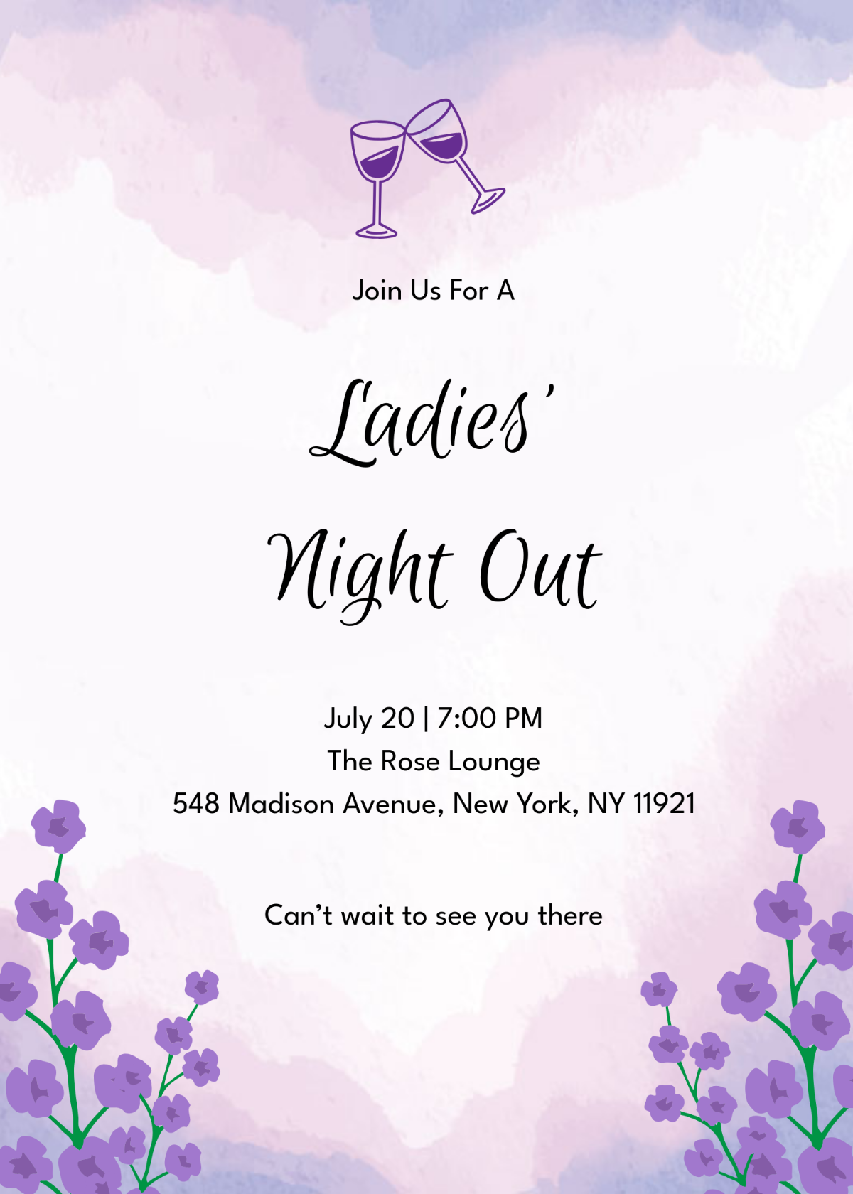 Free Colorful Shades of Purple Invitation Template