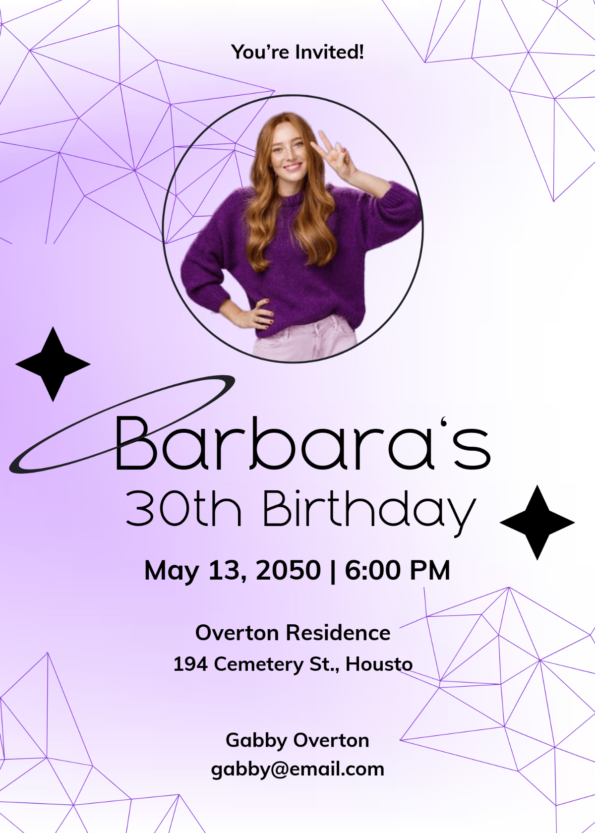 Free Aesthetic Purple Geometric Invitation Template