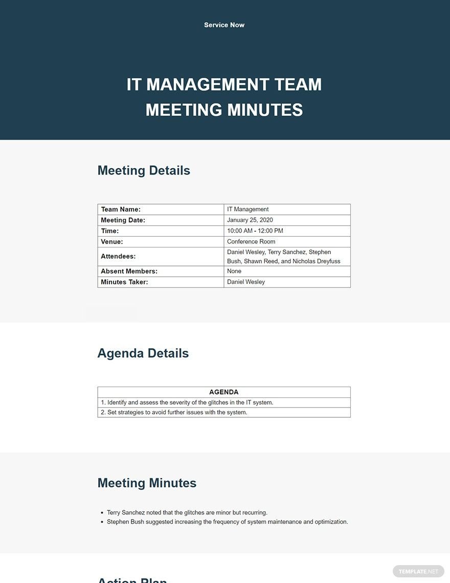 Free Simple Management Meeting Minutes Template
