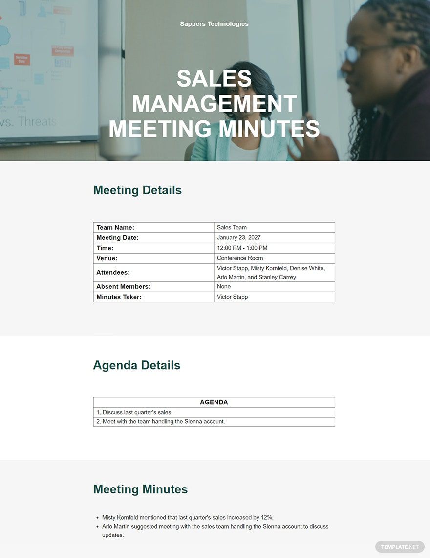 Management Meeting Minutes Format Template