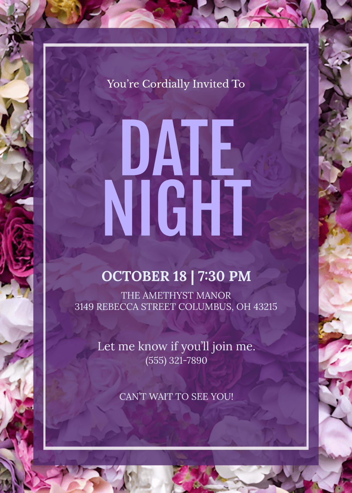 Free Purple Bouquet Invitation Template