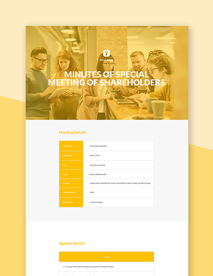 Minutes Of Shareholders Meeting Template