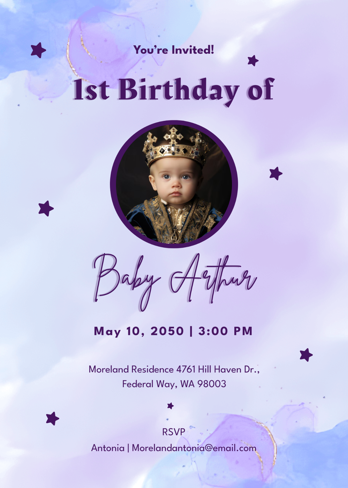 Free Purple Watercolor Invitation Template