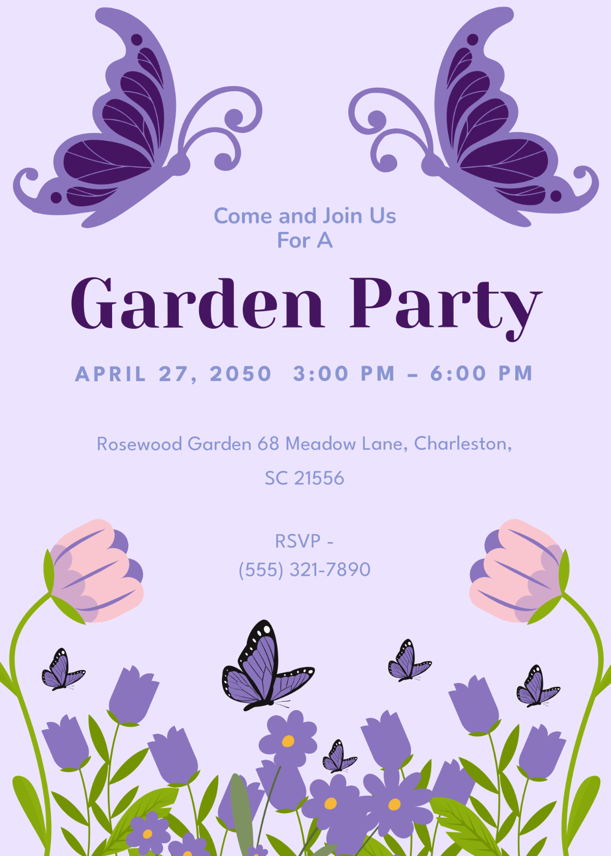 Purple Butterfly Invitation Template - Edit Online & Download