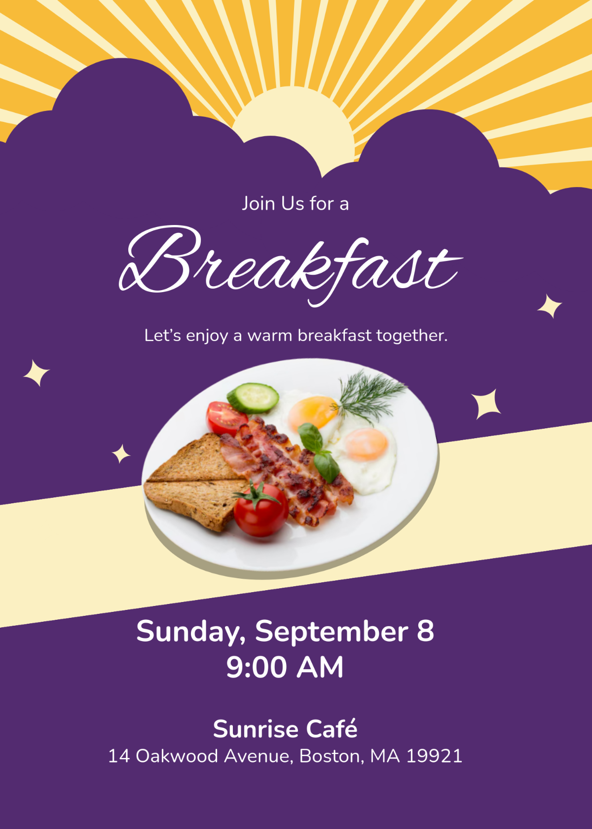 Free Modern Purple Breakfast Invitation Template