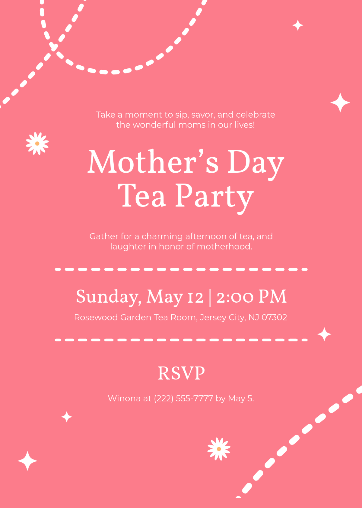 Free Afternoon Tea Mother’s Day Invitation Template