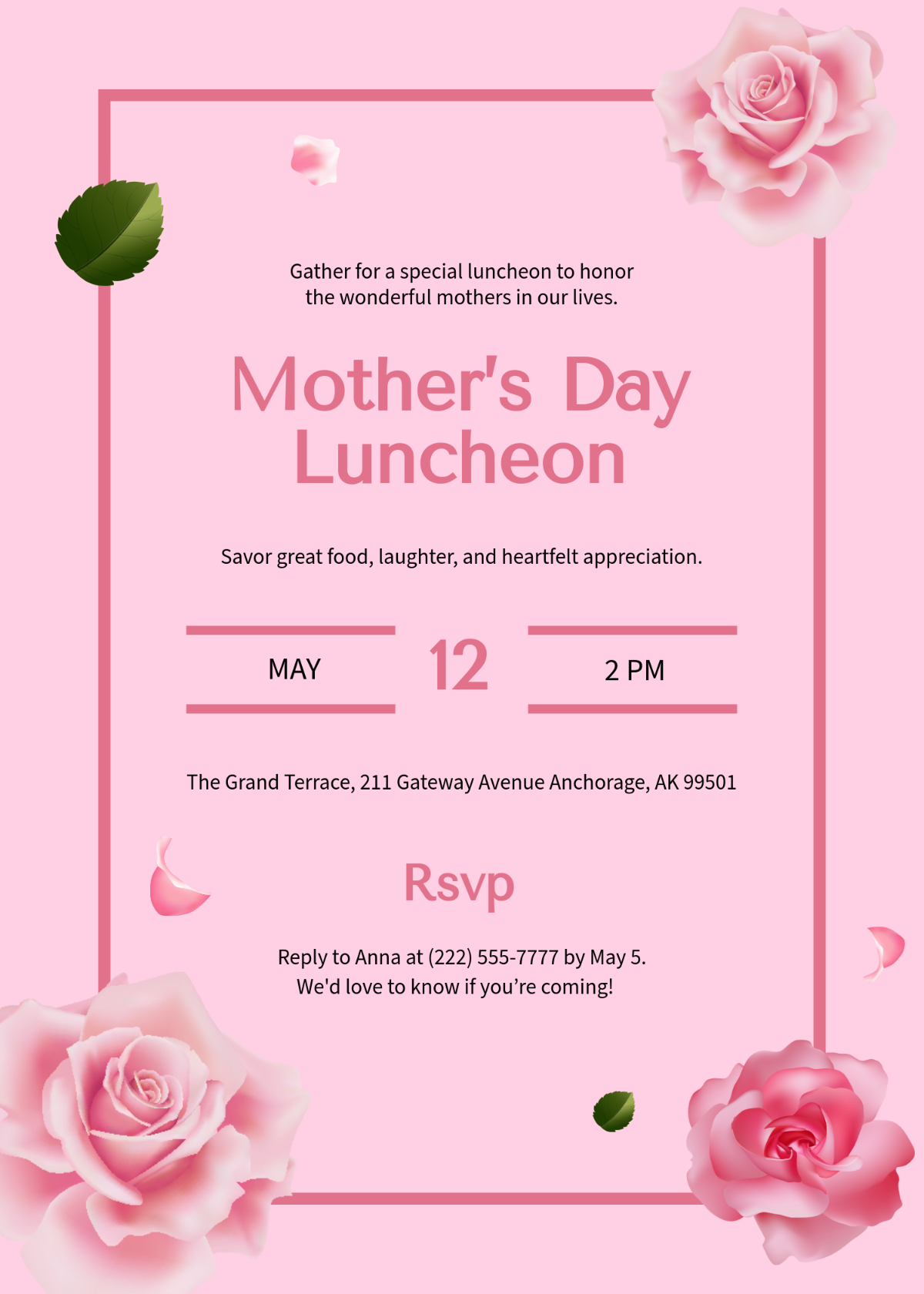 Free Creative Mother’s Day Luncheon Invitation Template